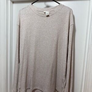 H&M Cream Ribbed Long Sleeve Top